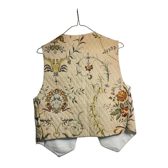SUMMER VEST UPCYCLED, REPOURPOSED  VINTAGE BROCADE, BEIGE, SIZE M - Picture 2 of 7
